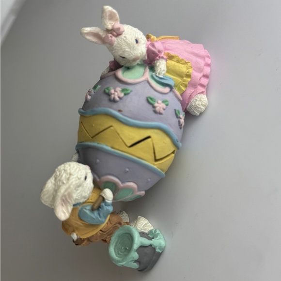 Pastel Easter Bunny Figurine with Egg miniature - Picture 3 of 10